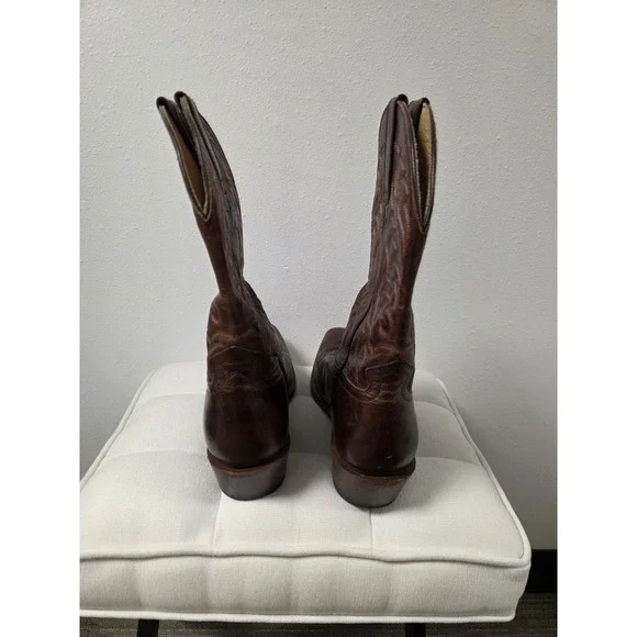 Moonshine Spirit Men's 10D Brown Leather Western Cowboy Boots Square Toe - Picture 4 of 12
